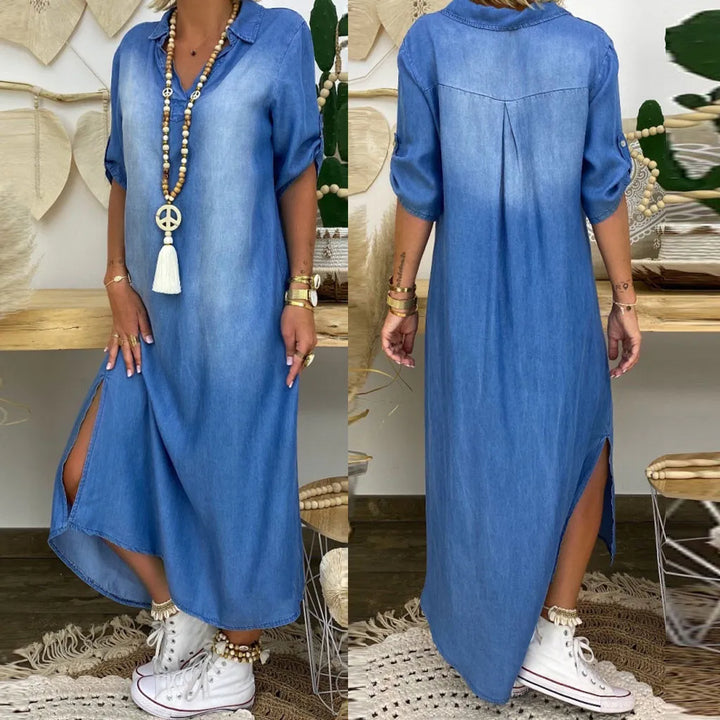 LEA|Vestido Largo Estilo Vaquero