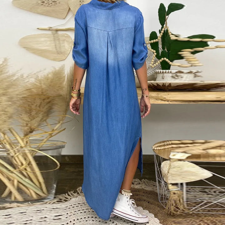 LEA|Vestido Largo Estilo Vaquero