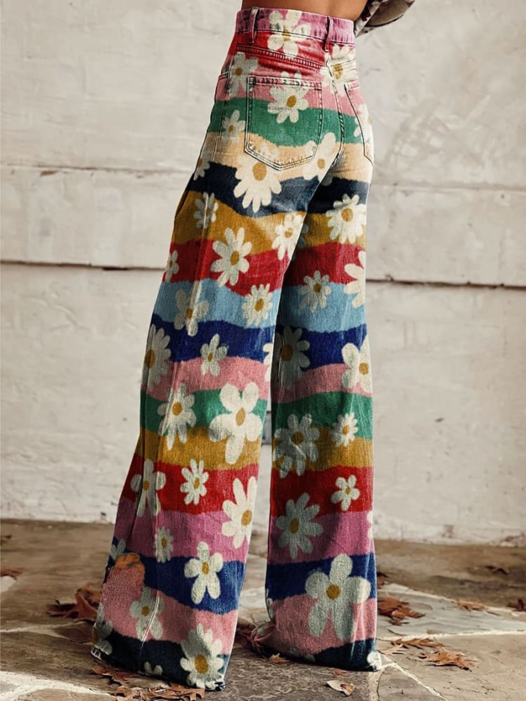 Léon - Pantalones Retro de Flores