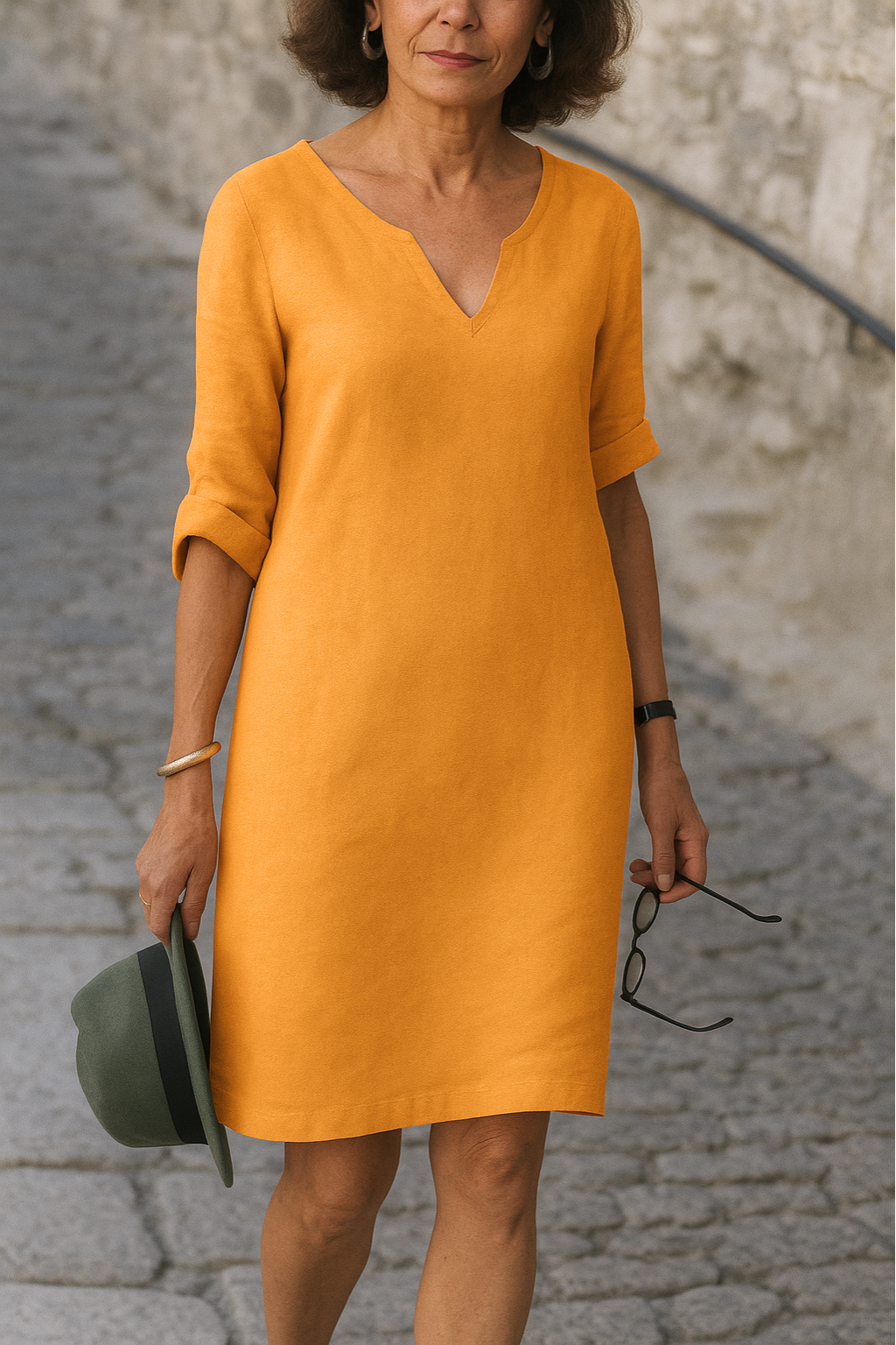 Raquel - Elegante vestido con cuello en V