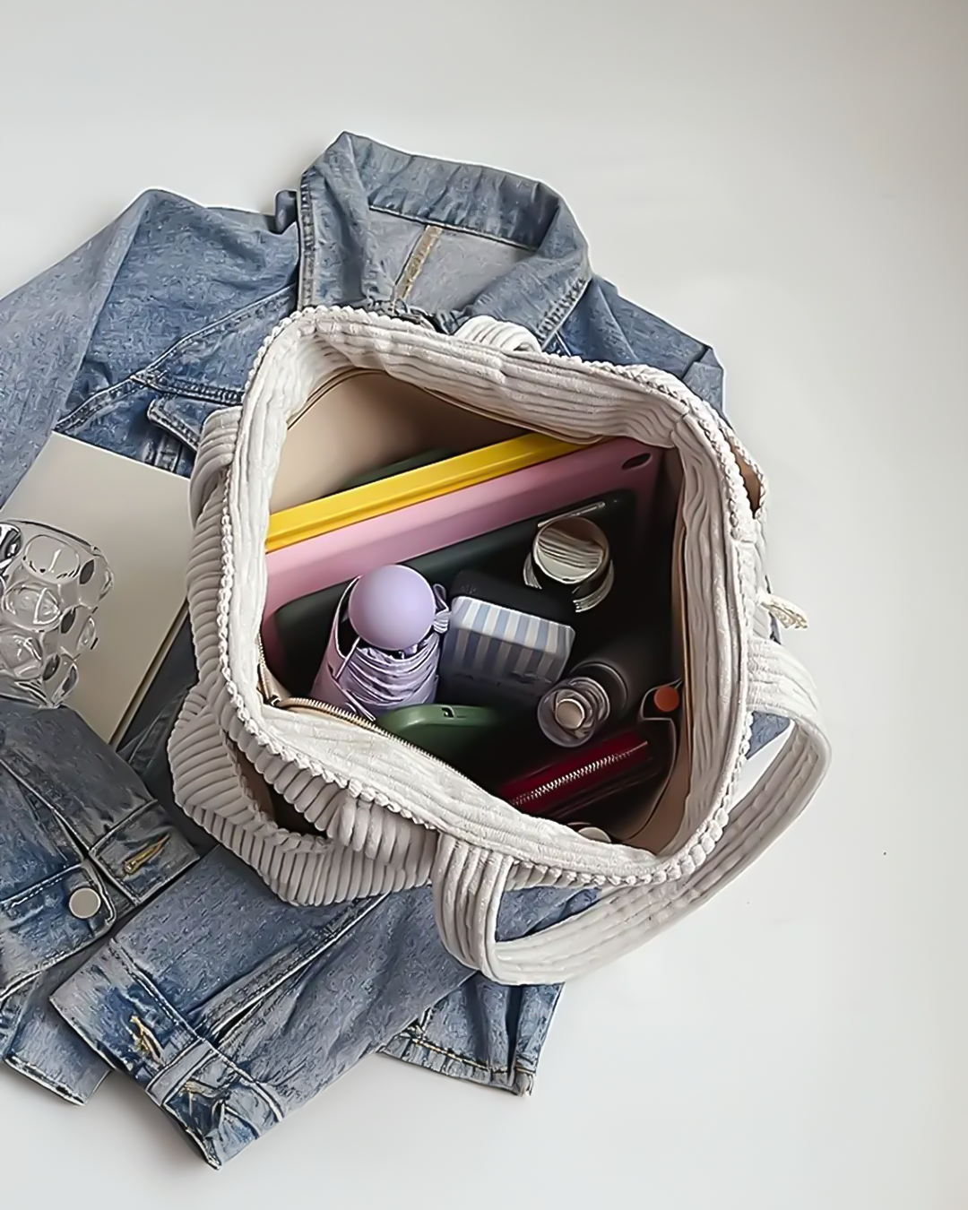 Tilda – Bolso de mano acanalado con detalle de cordón