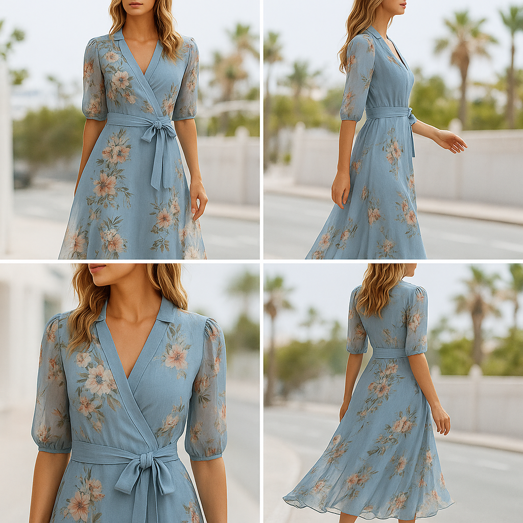 ELSIE | VESTIDO MIDI FLORAL CON ESCOTE EN V PARA UNA ELEGANCIA CÓMODA