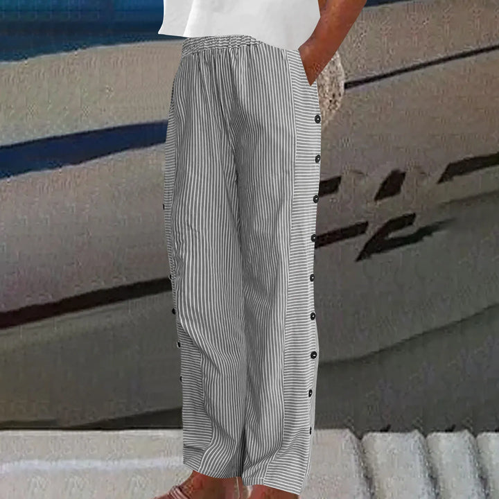 Anna - Seabreeze Stripe Button Trousers