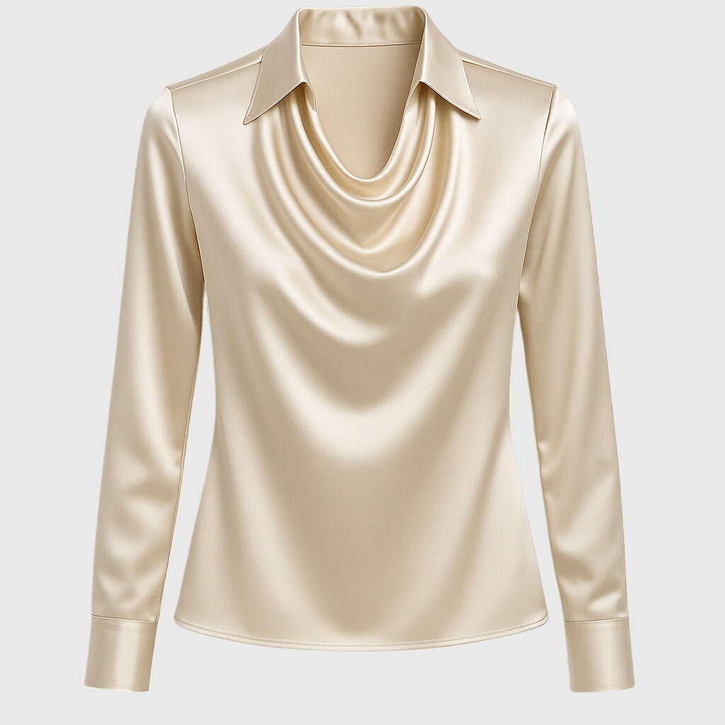 SYLVIA – Blusa con brillo lujoso y cuello plisado