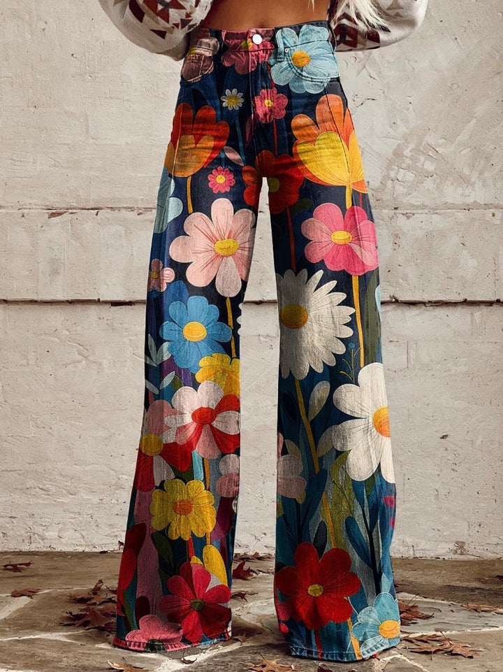 Léna - Pantalones de Flores Alegres