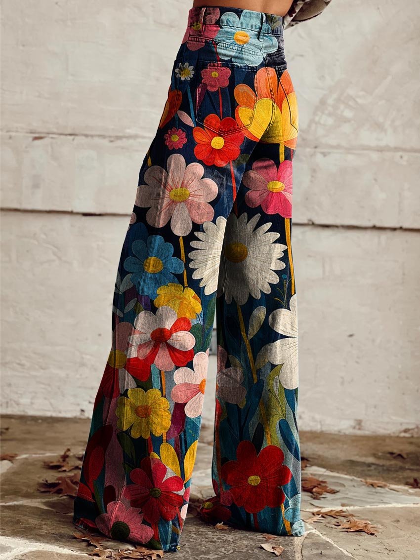 Léna - Pantalones de Flores Alegres